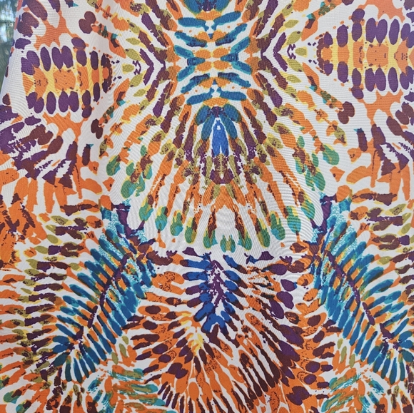 NWOT Rainbow Strapless Orange Maxi Dress Size XS Tropical Beach Pattern - Picture 4 of 7